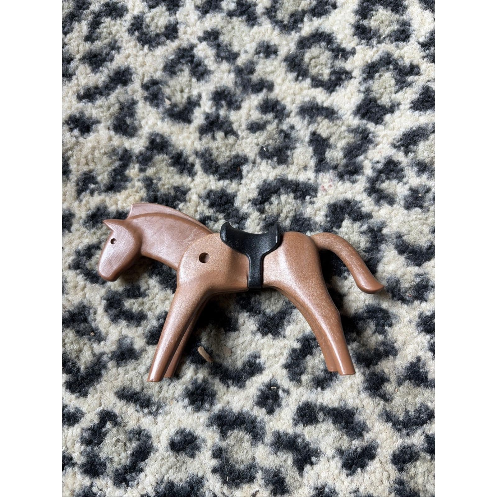 Vintage 1974 Playmobil Tan Brown Black Saddle Horse Figure Only