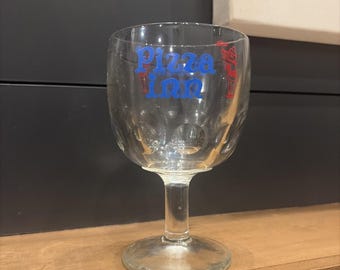 Bicchiere da bibita vintage pesante con impronta digitale, pubblicità del ristorante Pizza Inn