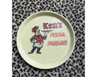 1970's Ken's Pizza Parlor Vintage Tray Advertising Tray Serve 11" Mancave Retro