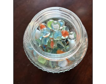 Kilner Glass Jar Filled With Colorful Vtg Marbles Games Decor Grannycore