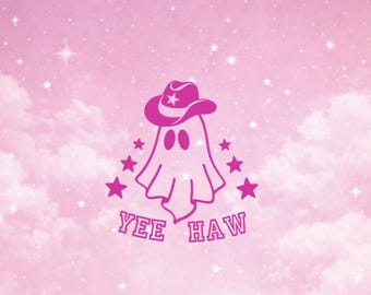 Ghost Cowboy Hat Vinyl Decal: Yeehaw Western Sticker