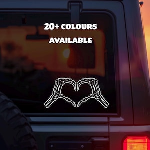 Sticker Goth Skeleton Heart Hands – vinylsticker voor auto, laptop of raam