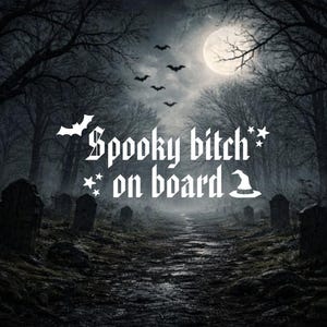 不気味なビッチビニールデカール - 面白いハロウィンの車やラップトップステッカー - 魔女のバンパーステッカー