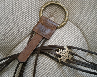 Vintage ~ Large - XX-Large Brown Buttons W/ Brown Leather Tie Boho/Hippy ~ Belt Vintage ~ Large - Xx-large Brown Buttons W/ Brown Leather  main image 2