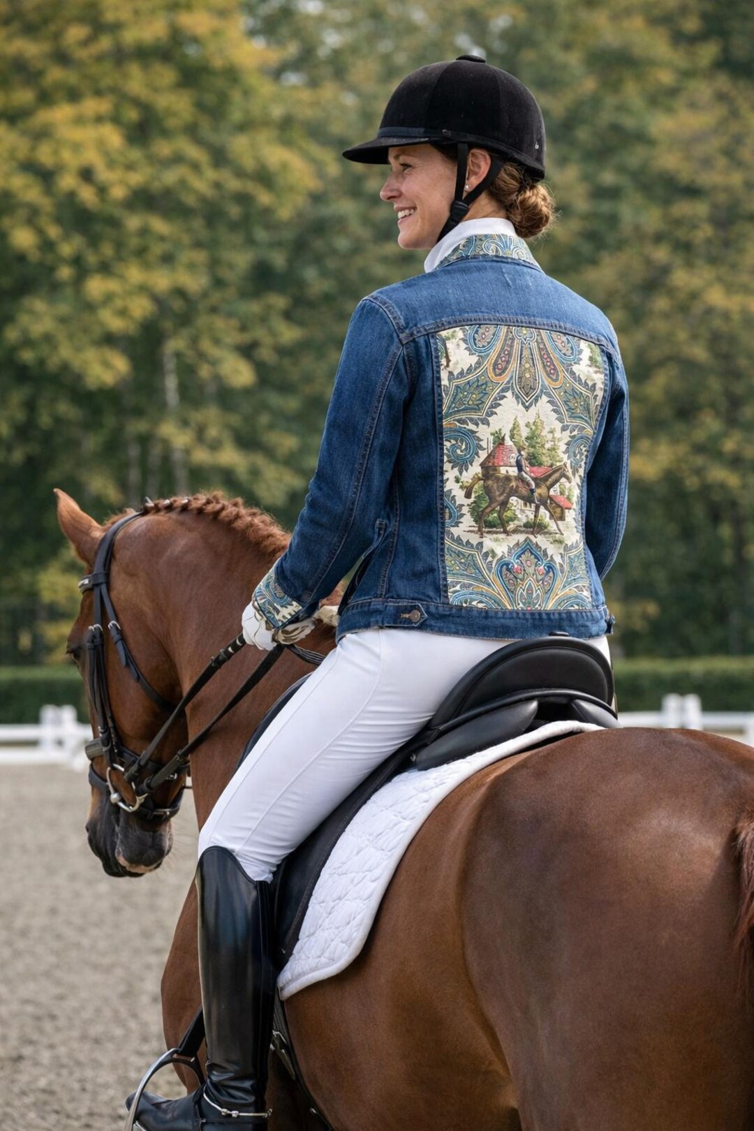 Customaized Riding Jacket Denim Jacket Custom Made Equestrian, English Rider Design, Embellished ...
