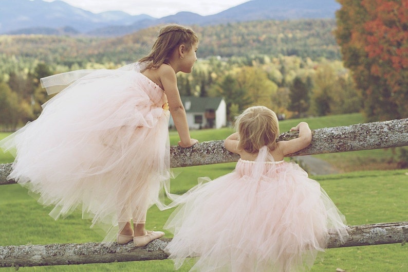 Peach Tutu Dress Peach Flower Girl Dress Spring Dress immagine 2