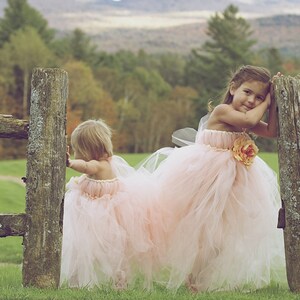 Peach Tutu Dress Peach Flower Girl Dress Spring Dress image 3