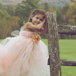 Peach Tutu Dress Peach Flower Girl Dress Spring Dress image 1