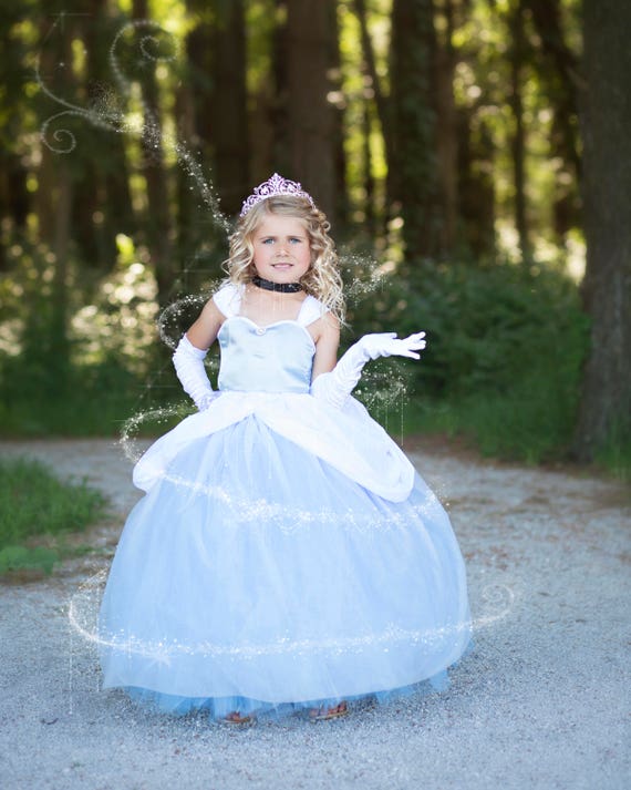 Deluxe Disney Cinderella Princess Costume Fairy Tale Fancy Dress Ball Gown