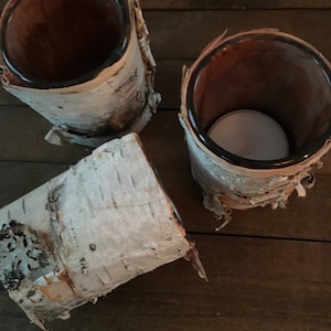 Birch Bark candle holders set of 3