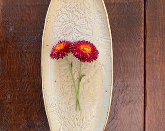 Handmade Ceramic Serving Dish: Large Oval Sushi Charcuterie Tray