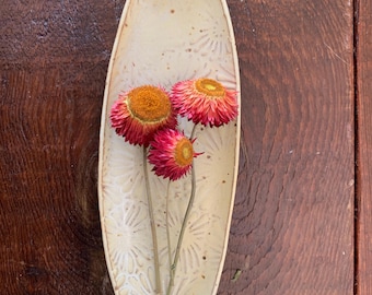 Handmade Ceramic Oval Serving Dish: Salt Glaze Charcuterie Board