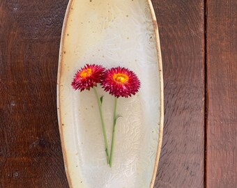 Handmade Ceramic Serving Platter: Large Oval Sushi Tray, Salt Glaze