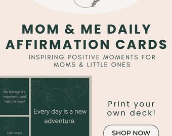 Tarjetas de afirmación imprimibles para mamás y niños pequeños / Tarjetas de mentalidad positiva para la maternidad / Actividad digital para mamás e hijos