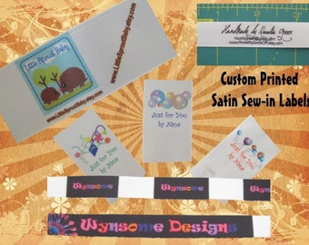 150 Satin Sew-in Labels - RUSH ORDER - Custom Printed, Individually Cut and Heat Sealed