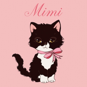 Aangepaste schattige kat en hond huisdier portret cartoon digitale illustratie cadeau flirt retro vintage girly, afdrukbaar huisdier cadeau Hondenliefhebbers, kattenliefhebbers