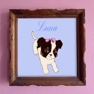 Custom cute cat & dog pet portrait from photo, cartoon digital illustration coquette retro, Gift for Dog Mom Dad, Personalized Dog Art