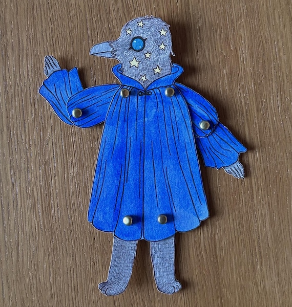 Rocco the Raven, Articulated Paper Art Doll, Printable, DIY Paper Craft, Paper Puppet, Paper Doll Kit, Template cut out