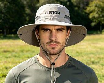 Custom Embroidered Boonie Hat, UPF 50+ Sun Protection Fishing Hiking Bucket Hat
