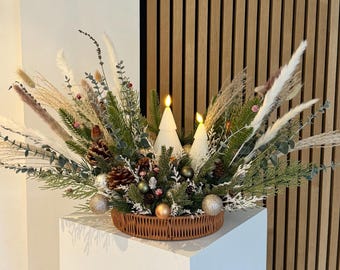 LEDキャンドルを使ったクリスマステーブルデコレーション | 写真クリスマスの目玉 |家の装飾