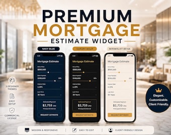 Mortgage Calculator Tool Real Estate Agent Lead Capture Home Loan Estimator Property Calculator Digital Download