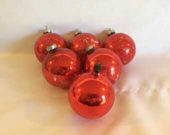 red glass ornaments etsy