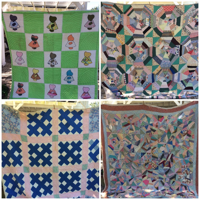 Vintage Handmade Tattered Quilts