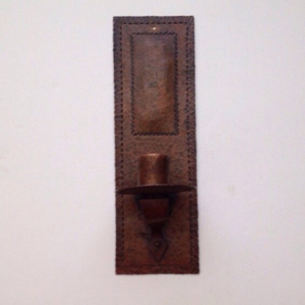 Hammered Copper Arts & Crafts Candle Sconce