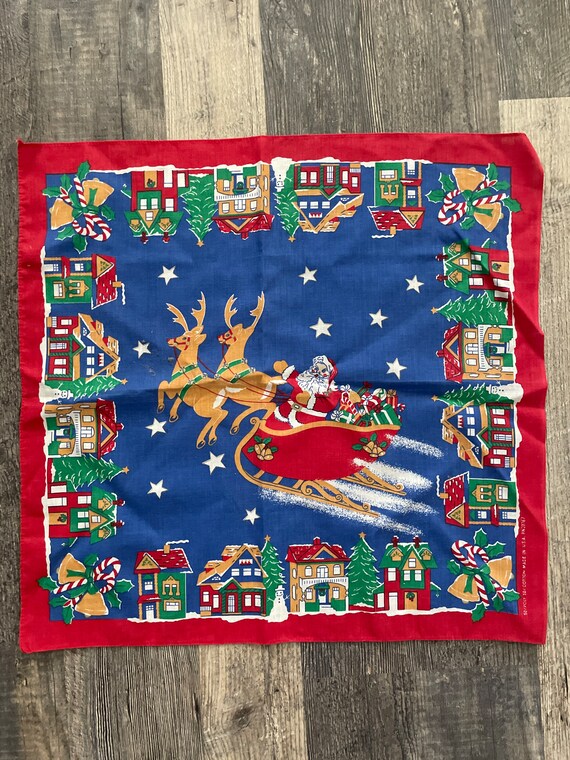 Vintage Santa in Sleigh Scarf/Bandana