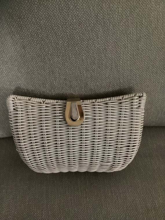 Vintage White Wicker Clutch