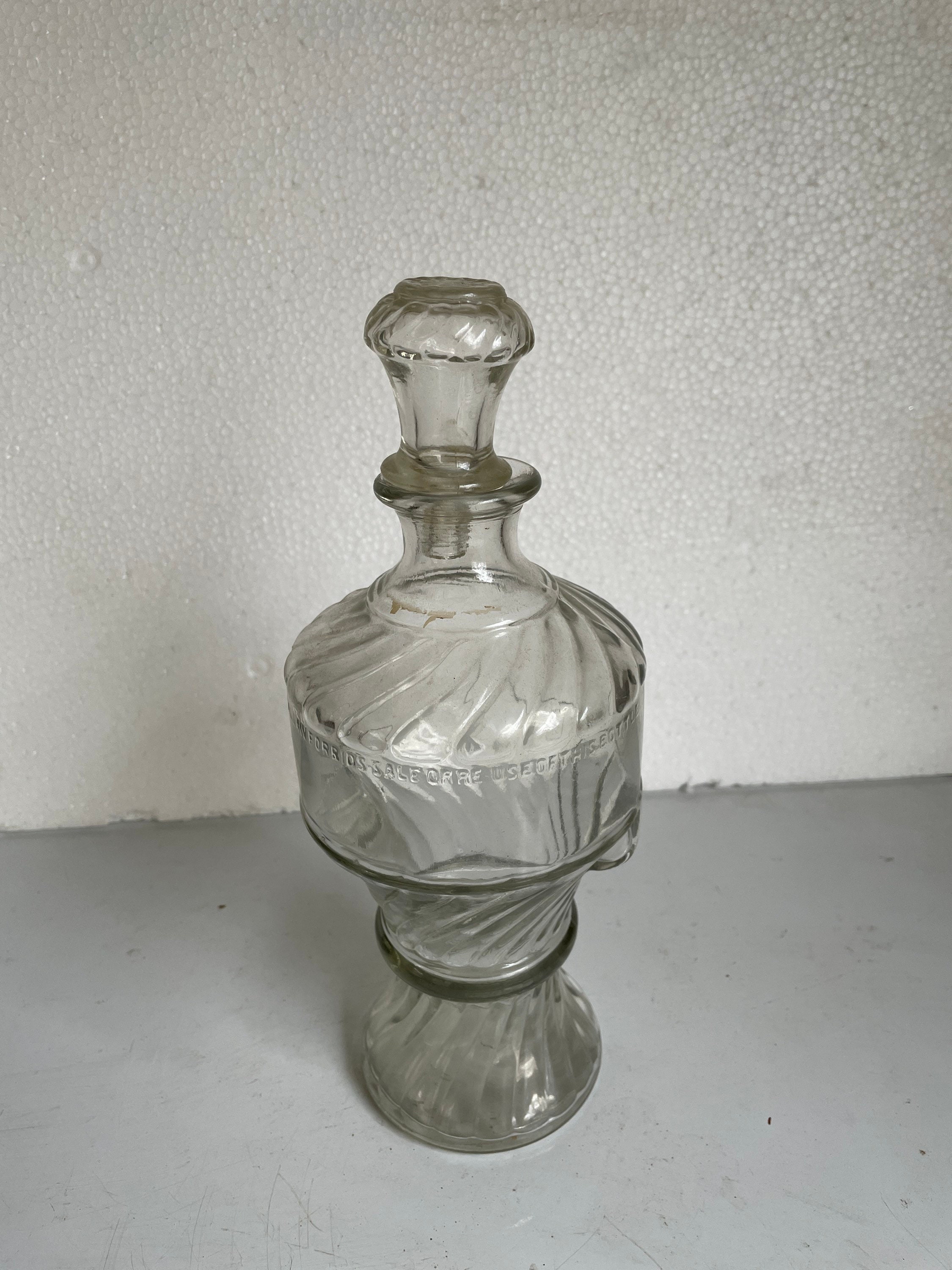French Style PEWTER & GLASS DECANTER W/ Grape Adornments / Hinged