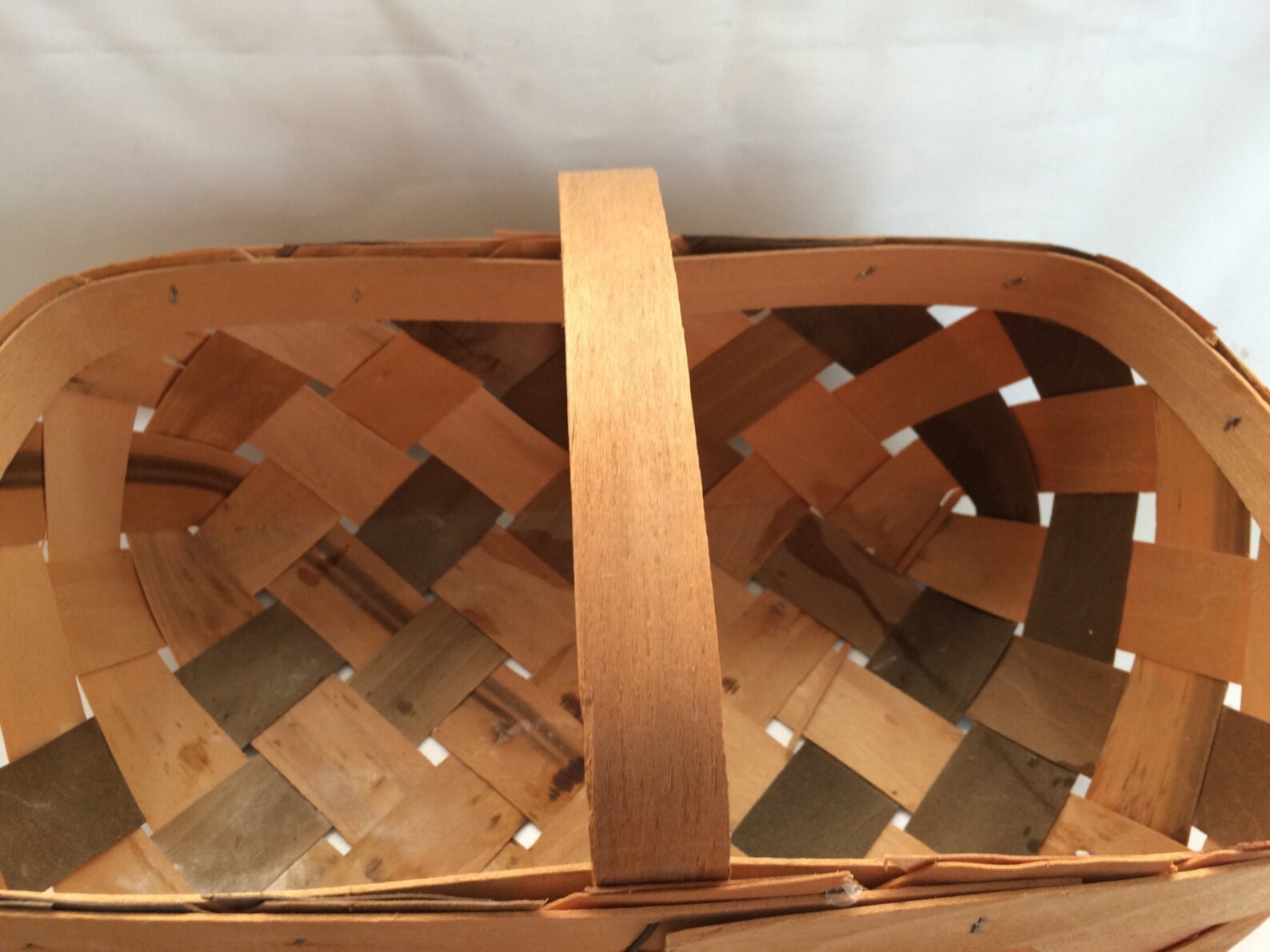 Vintage Woven Wood Harvest Basket Etsy