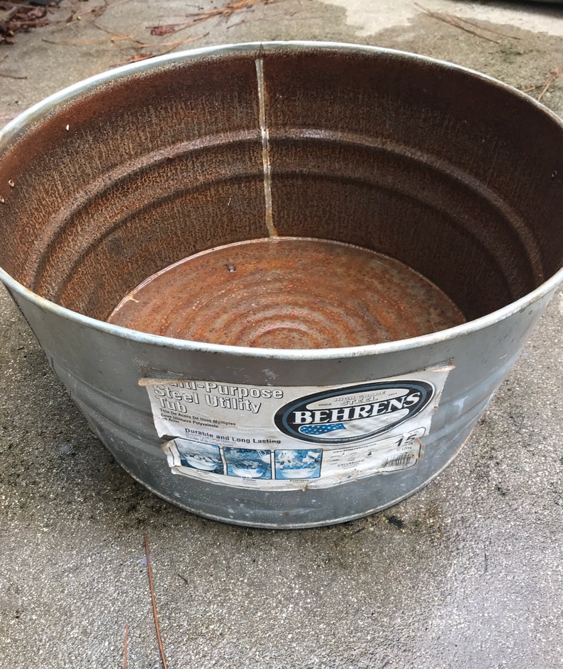 Vintage Galvanized Steel 15 Gallon Tub Etsy
