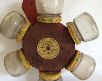 Vintage Bak-R-Bilt Household Rack Wheel With Jars