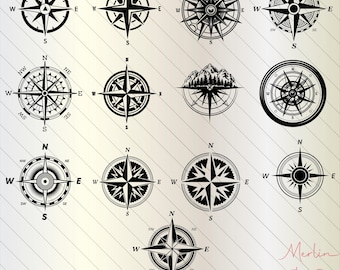 Compass Svg Bundle, Compass svg, compass png, Nautical compass Svg. Compass Rose Svg, compass clipart, instant download, silhouette