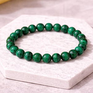 Malachite Bracelet Green Crystal Bracelet 6mm 8mm Heart Chakra Jewelry Gift