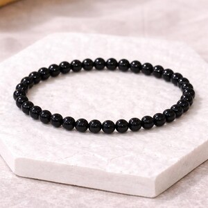 Black Onyx Bracelet 6mm Crystal Bracelet Protection Grounding Jewelry