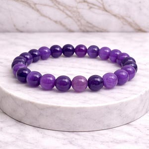 Amethyst Bracelet 8mm Crystal Jewelry Calm Protection Piece Energy