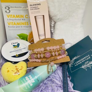 Spa Gift Set for Women – Self Care Relaxation Box with Lotion, Eye Cream, Bath Bomb, Bracelet, Mask, Journal & Affirmation Pen - Gift Ready