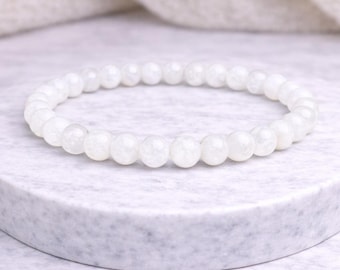 Moonstone Bracelet 6mm White Moonstone Crystal Bracelet Intuition Healing Jewelry Gift