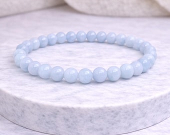 Aquamarine Bracelet 6mm Blue Crystal Bracelet Calm Clarity Jewelry Gift