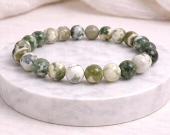 Boomagaat armband 8 mm groene kristallen armband aarding Balance sieraden cadeau