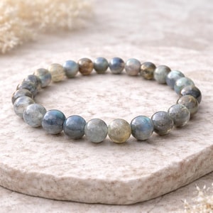 Labradorite Bracelet 8mm Flash Labradorite Crystal Bracelet Intuition Protection Jewelry Gift