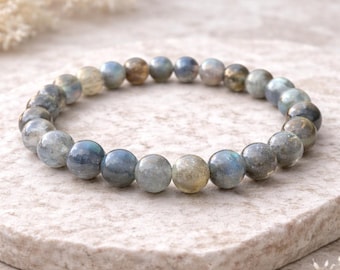 Labradorite Bracelet 8mm Flash Labradorite Crystal Bracelet Intuition Protection Jewelry Gift