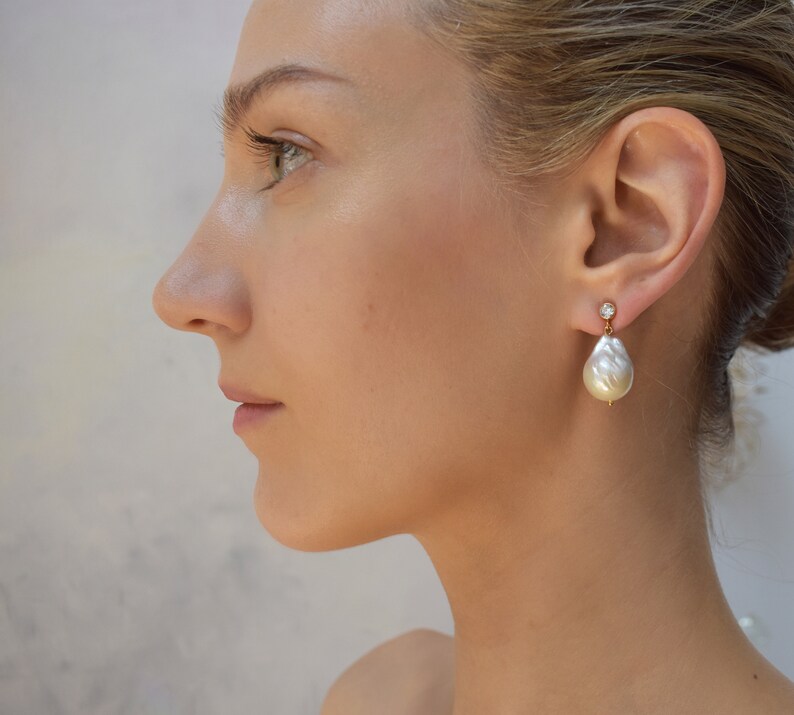 MORNING STAR Earrings Baroque Pearl Earrings Gold Pearl Etsy Canada