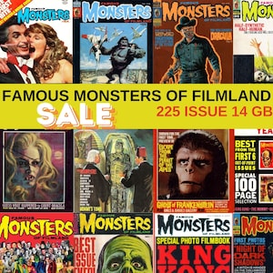Famous Monsters Of Filmland 225 Issues in Cbr Formats, Essential Classic Horror and Sci-Fi Magazine Archive