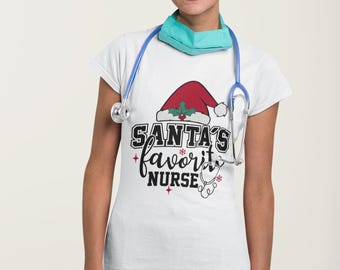 Santa's Favorite Nurse Shirt, Nurse Christmas Gift, Holiday Nurse T-Shirt, Funny Nurse Tee, Unisex Nurse Shirt, Xmas Gift for Nurses