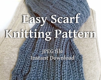 Knitting Pattern Country Blue Scarf Textured Scarves Beginner Knitters EASY Scarf Tutorial - Sell What You Make Instant Download JPEG File