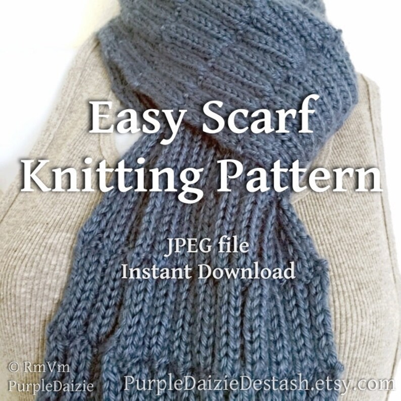 Knitting Pattern Country Blue Scarf Textured Scarves Beginner Knitters Easy Scarf Tutorial Sell What You Make Instant Download Jpeg File
