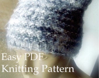 Print and Knit - Beanie Knitting Pattern Textured Hat Tutorial with Photos - Easy Circular Knitting - Sell What You Make - PDF Download